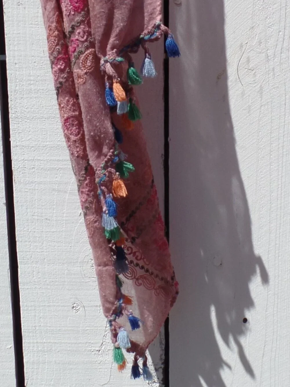 Embroidered Scarf Wrap Tassels Floral Paisleys